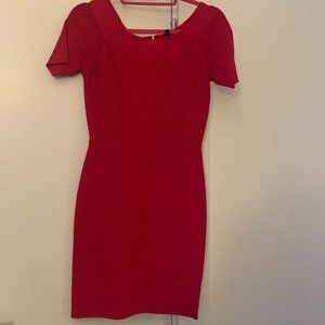 Red Bandage Bodycon BCBG Dress with Short Sleeves